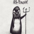 pencil drawing of evil penguin