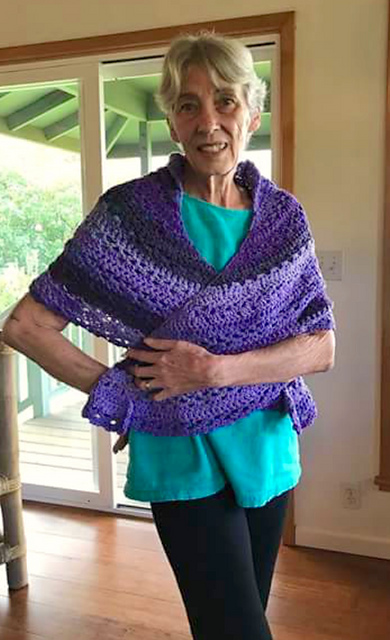 Purple Crescent Crochet Shawl