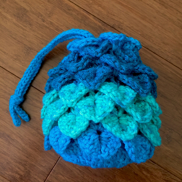 crochet turquoise dragon egg purse