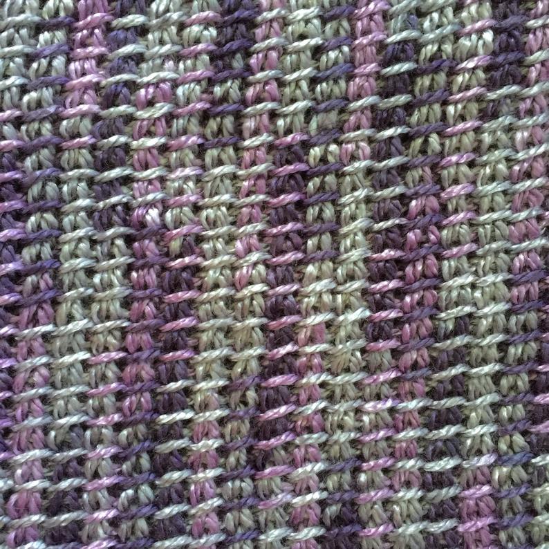 Silver & Purple Tunisian Crochet Cowl