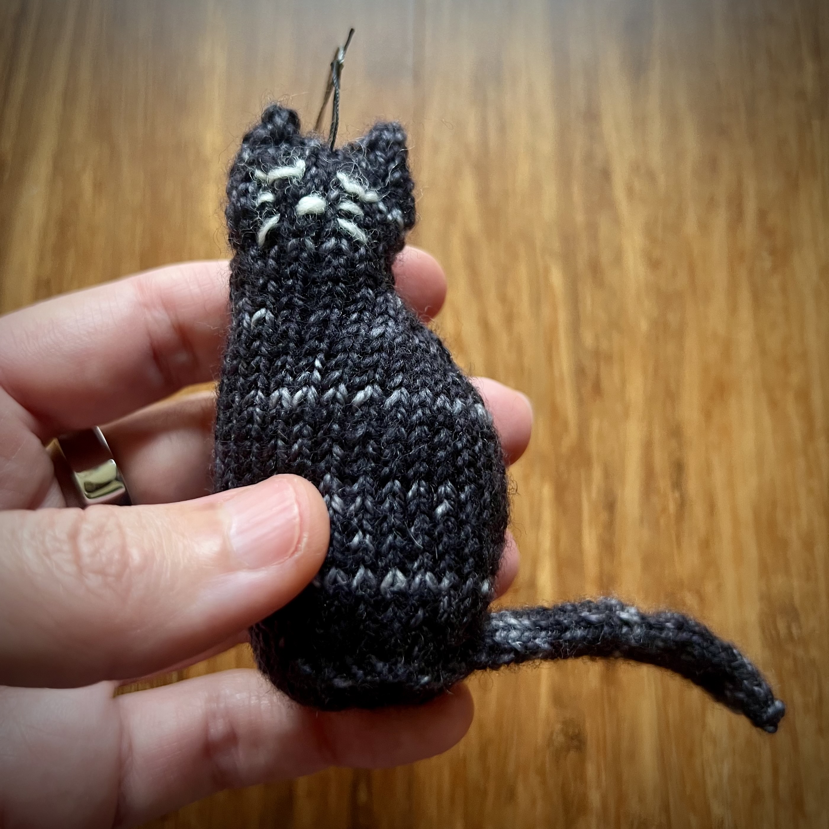 Black tabby cat ornament