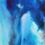 abstract mixed media painting violet gray blue by Kauai, Hawaii artist Donia Lilly