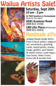 Wailua Artists Sale September 2014 @ Suzy's Studio | Kapaa | Hawaii | United States