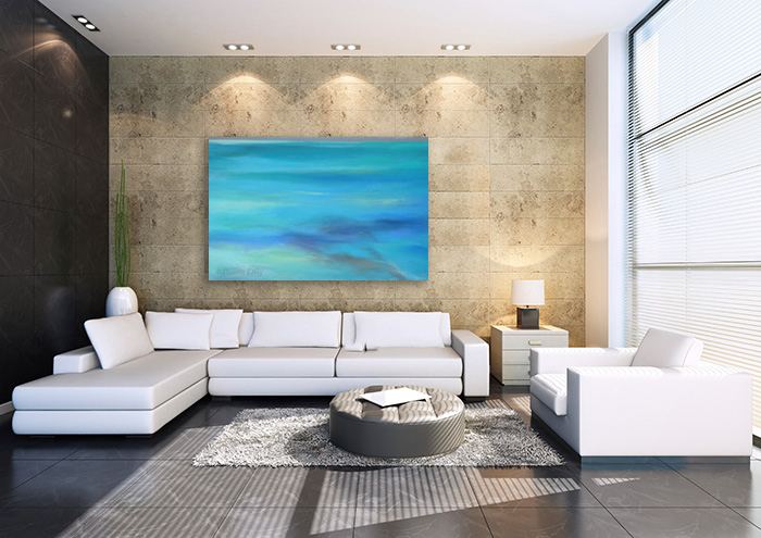 "Ocean V" ocean abstract painting - extra large canvas giclee print by Donia Lilly